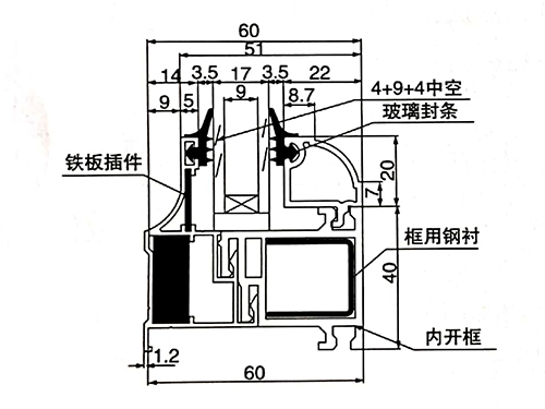 60系列鋁塑復(fù)合內(nèi)開窗